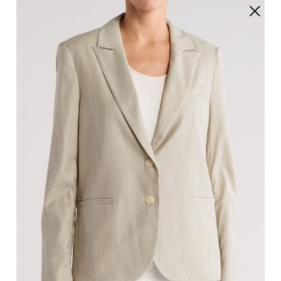 TWP Boyfriend Blazer with Zippers, Lark/White S - Picture 2 of 3
